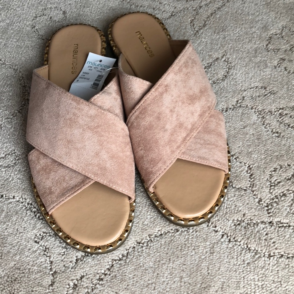 Brand spanking new!! Blush suede like sandals